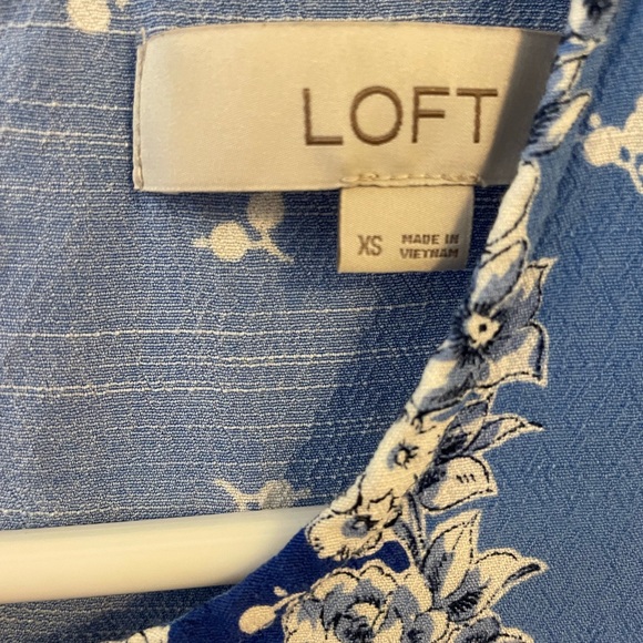 LOFT Midi Blue Floral Open Back Dress - Picture 8 of 10